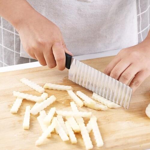 Stainless Steel Potato Chip Slicer Dough Vegetable Fruit Crinkle Wavy Knife Potato Cutter Peeler French Fry Maker Kitchen