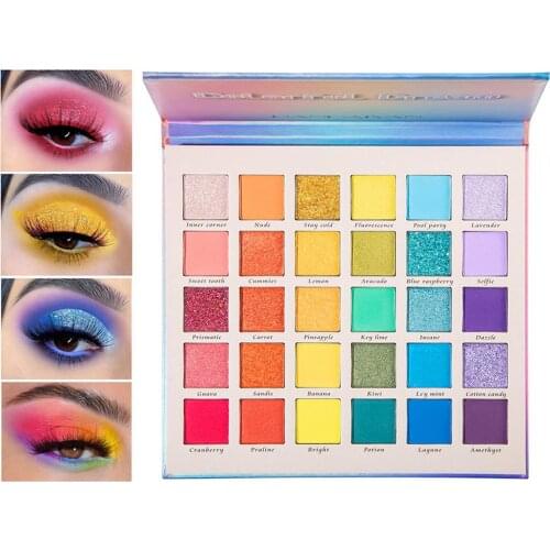 30-color Rainbow Eyeshadow Palette Waterproof Rainbow Neon Eyeshadow Pallete Colorful Eye Shadow Lasting High Pigment