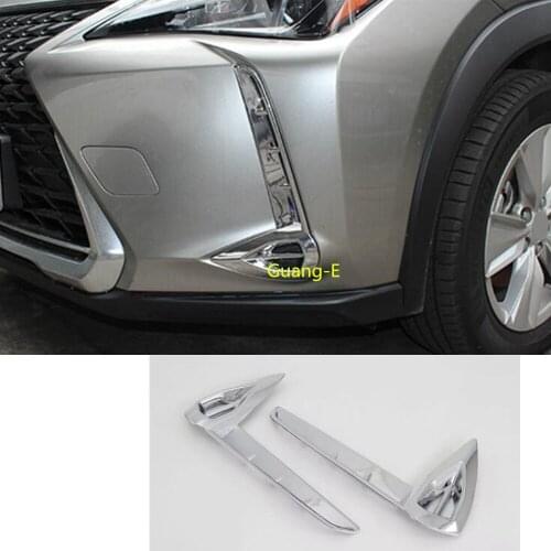 For Lexus UX 200H 250H 260H 2019 2020 Car Body Head Front Fog Light Lamp Frame Stick Styling ABS Chrome Cover Trim 2pcs