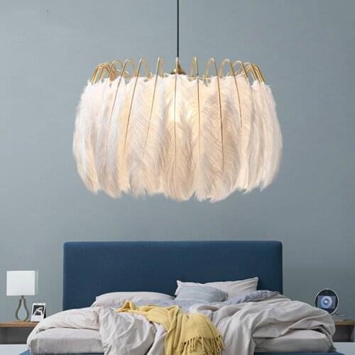 Nordic Postmodern Leisure Cafe Hanging Lights Luxury Feather Romantic Bedroom Pendant Lamp Creative Ins Home Bar Led Lighting