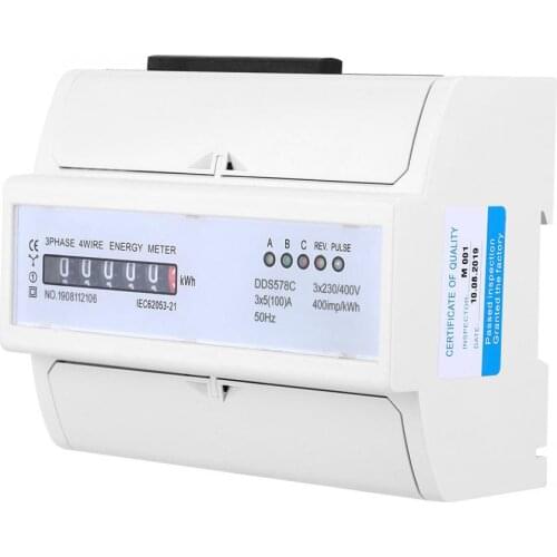 Electric Energy Counter 3 Phase 4 Wire 380V AC Energy Meter DIN Rail Wattmeter Electricity Pulse Counter