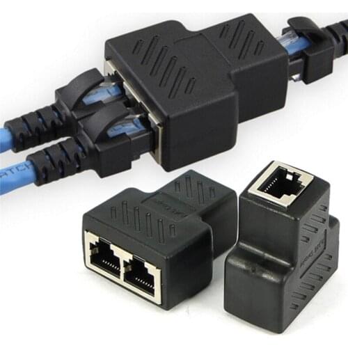1 To 2 Ways RJ45 LAN Ethernet Network Cable Female Splitter Connector Adapters