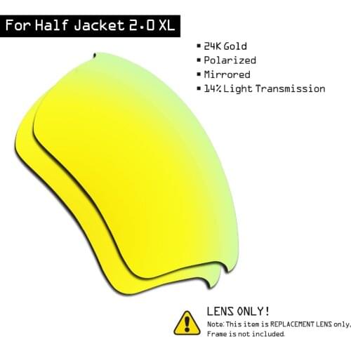 SmartVLT Polarized Sunglasses Replacement Lenses for Oakley Half Jacket 2.0 XL - 24K Gold