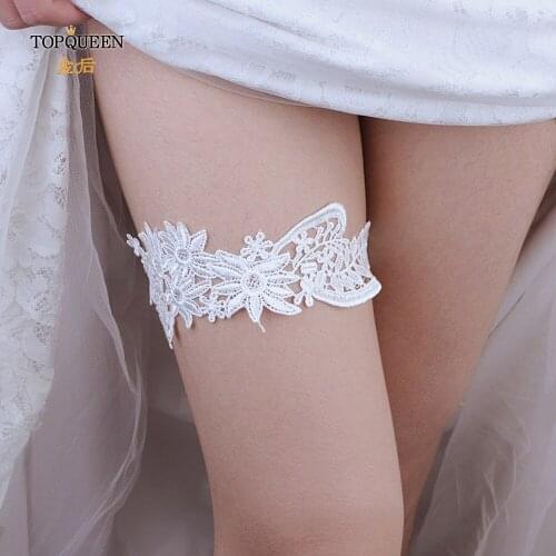 TOPQUEEN Wedding Garters Lace Embroidery Floral Sexy Garters for Women/Bride Princess Cosplay Thigh Ring Bridal Leg Garter TH07