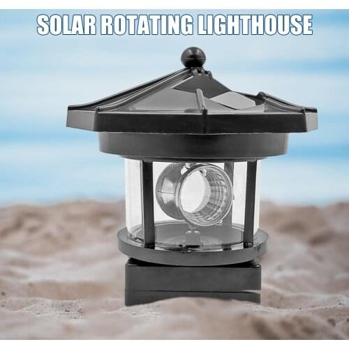Lighthouse Shape Solar LED Light Garden Fence Yard Outdoor Decoration Smart Sensor Beacon Rotating Lamp Solar Light Landscape