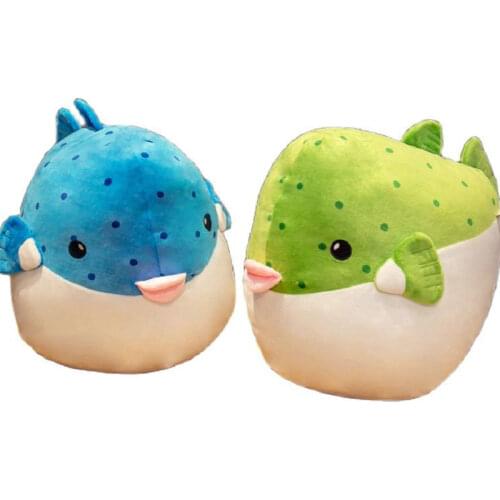 Fat Round puffers Plush toy Stuffed Plush parrotfish fish Sea world Animals pufferfish Pillow HUg Pillow Round Shape Sofa Decor