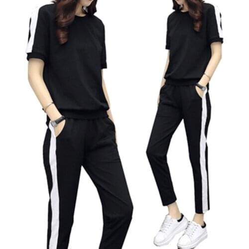 2021 Summer Fashion Tracksuit For Women Sets T-shirt Top + Casual Pants Woman Two Pieces Temperament Summer Costumes For Women