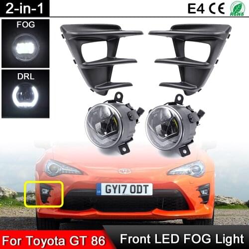 1 Pair For Toyota GT86 2017 2018 2019 2020 2021 Front Bumper White LED Fog Light Halo DRL Daytime Running Light