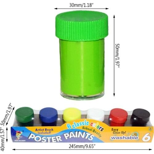 20ml 6 Vibrant Colors Washable Gouache Paint for Kids School Finger Paint 203B