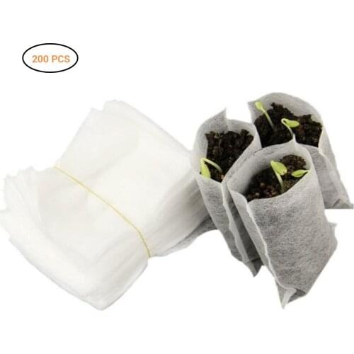 200Pcs 8*10cm Mixed Degradable Plant Non-woven Nursery Pots Seedling Raising Bag Plants Garden Supply Aeration Planting Bags