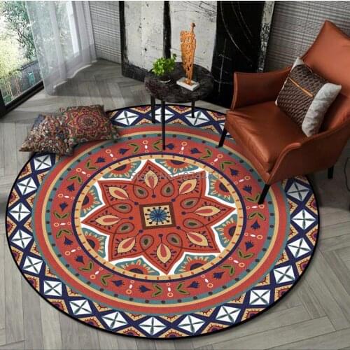 200cm Fashion Ethnic Style Orange Red White Flowers Living Room Bedroom Hanging Basket Chair Round Floor Mat Customization