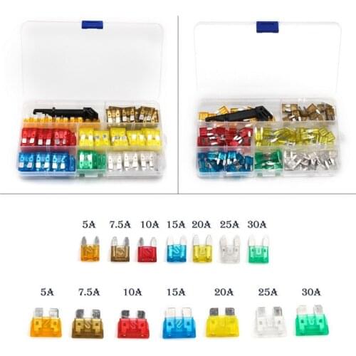 240PCS Medium/Small Size Car Blade Fuse With Box + 2PCS Fuse Blade Holder For Automotive Boat Insurance Piece Assortment Kit