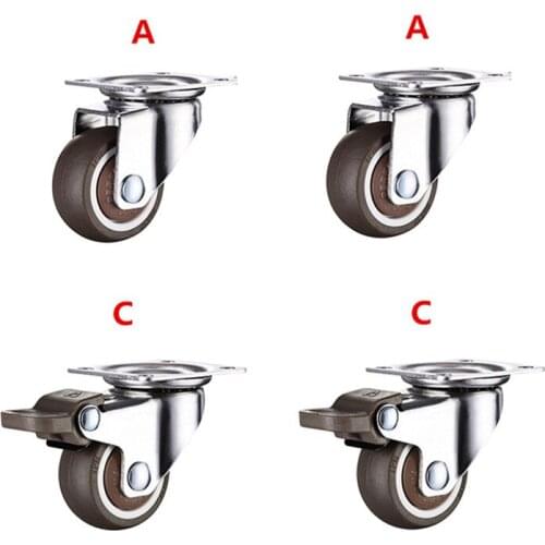 4pcs 1.5 inch TPE 8*20mm ultra quiet rubber wheel brake cabinet furniture casters brake wheel with screw