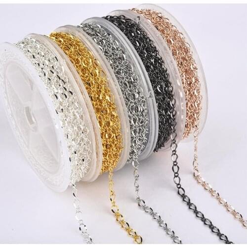 5m/Roll Iron Chain For DIY Necklace Bracelet Key Chian With Lobster Clasps Open Jump Rings for Jewelry Making Findings
