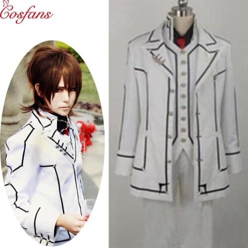 7PCS Anime Vampire Knight Kuran Kaname Cosplay Costume White Uniform Full Set Custom Made Halloween Cosplay Costume and wig