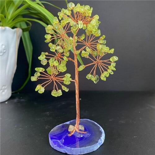 Top Natural Crystal Lucky Tree Amethyst Rose Quartz Handmade Tree Decoration Agate Slices Stone Mineral Ornaments Office decor