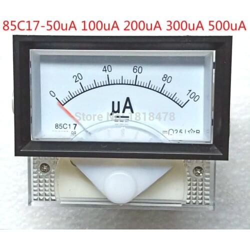 Panel Mount Analog Ammeter Gauge DC 0-100uA 50uA 200uA 500uA Measuring Range 85C17