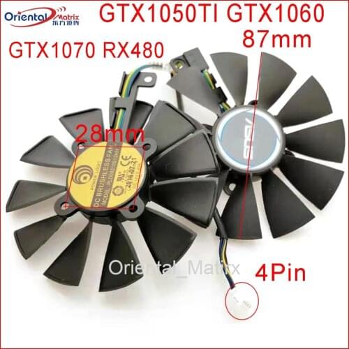 Free Shipping Original PLD09210S12HH 12V 0.4A 87mm VGA Fan For ASUS GTX1050TI GTX1060 GTX1070 RX480 Graphics Card Cooling Fan