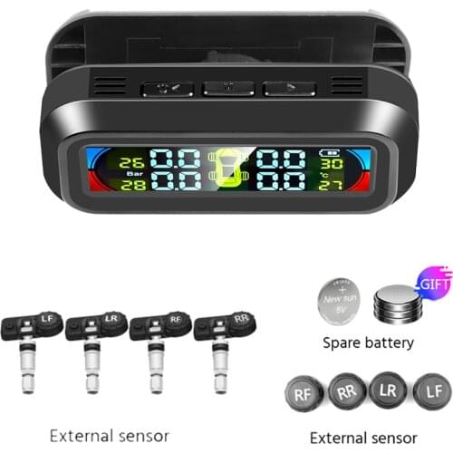 2021 New Colorful Display TPMS Automatic Brightness Control Solar Power Wireless Car Tire Pressure Monitor System LCD Screen