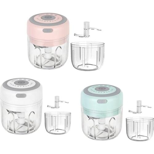 Cordless 2 Pcs Electric Mini Garlic Chopper Masher, Chili Vegetable Food Processor Mincer Blender Mixer 100/250Ml