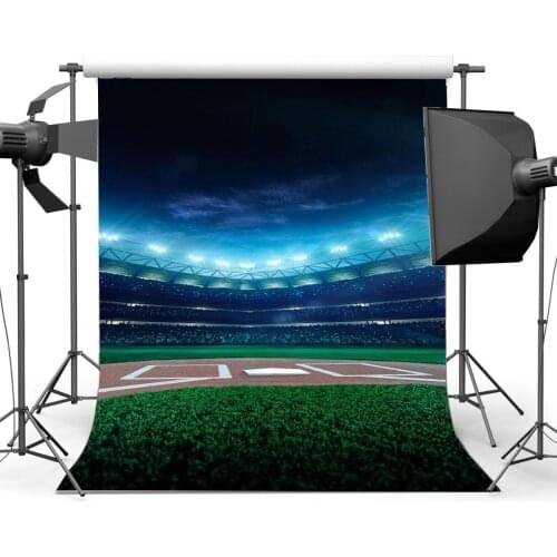 Baseball Field Backdrop Stadium Backdrops Bokeh Glitter Lights Crowd Green Grass Meadow Sports Background