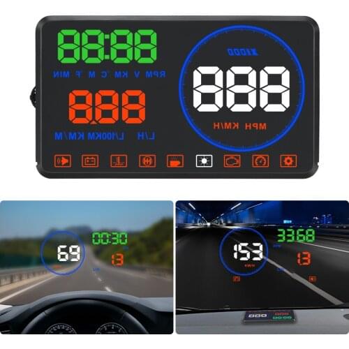 Car Speedometer On-board Computer OBD2 HUD Head Up Display Error Code Windshield Projector Fuel Mileage Water Temp Speed Warning