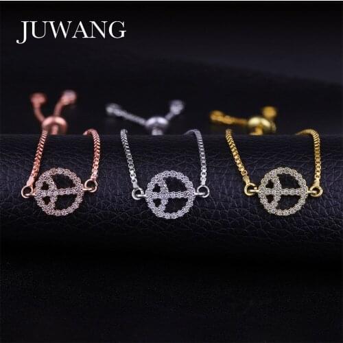 JUWANG Aircraft Symbol Style Chain Bracelets AAA Cubic Zircon Pave Setting Charm Line Bracelet Jewelry For Women Gift Birthday