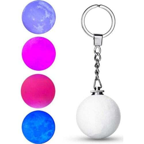 Auto Car Key Rings Portable 3D Print Moon Light Keychain Car Interior Accessories Decoration Night Lamp Creative Gifts