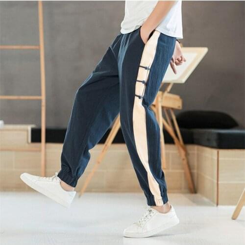 Harem Pants Korean Style Men‘s ’Casual Cotton Linen Trouser Man Jogger Pants Chinese Patchwork Baggy Pants Large Size M-7XL 8XL