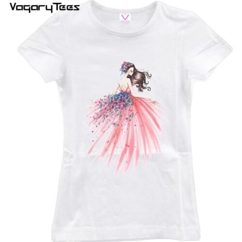 Elegant Pink Dressprincess print T Shirt 2019 summer fashion women t-shirt funny Harajuku short sleeve casual tees lovrly tops