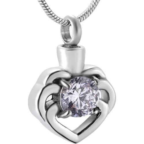 IJD9937 Hold Clear/green/Black Cubic Zircon Heart Keepsake Necklace For Ashes Memorial Cremation Urn Pendant Jewelry For Women