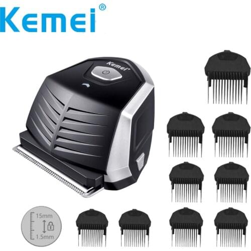 Kemei Sharp Carbon Steel Blade Hair Clipper 1.5mm to 15mm Limit Combs Rechargeable Hair Trimmer Waterproof (100-240V)