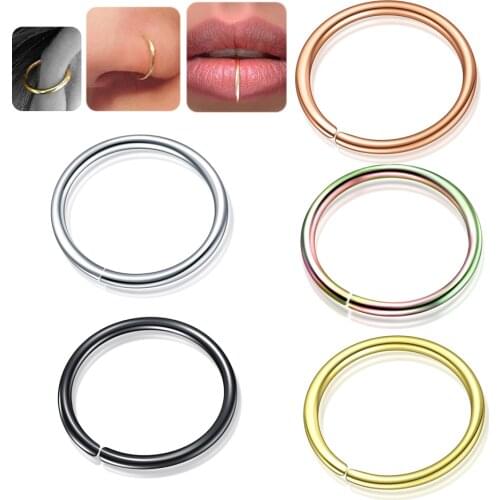 1PC Fashion Steel Seamless Hinged Nose Hoop Ring Septum Clicker Ear Cartilage Tragus Helix Piercing Charming Body Jewelry 20g