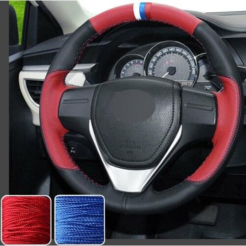 Designer Steering Wheel Cover DIY Stitch on Wrap For Toyota Corolla 14-19 RAV-4 Super Soft Non-slip Durable Car Interior