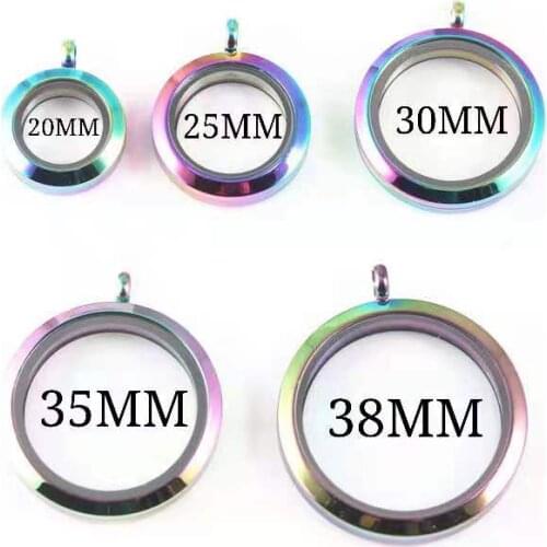 Round Glass Photo Locket Pendant Crystal Rhinestone Memory Floating Picture Frame Pendants Magnetic 20/25/30mm/35mm/38mm