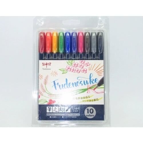Tombow Markers Water-Based Pigment Ink Calligraphy Lettering Pens Brush Marker Pens Fudenosuke Pens Set Japan