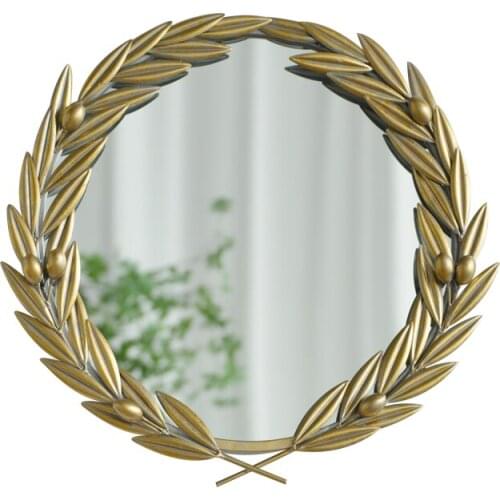 Metal Olive Leaf Branch Twine Wall Hanging Decor Mirror Living Room Bedroom Wall Mirror Carving Frame Retro Home Decor For Gift