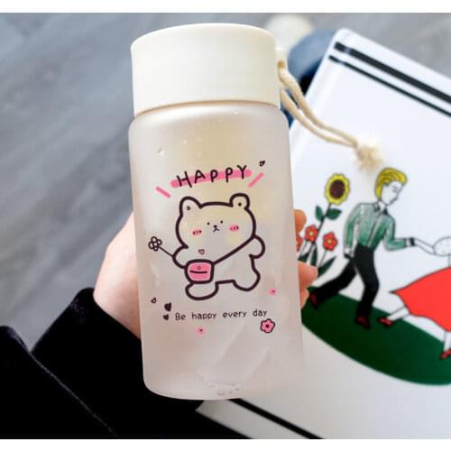 500ml Cute Childrens Frosted Water Mug Transparent Milk Box Anti-drop Drink Cup Large Capacity Plastic Water Bottle