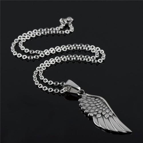 2021 Trend Simple Fashion Style Wings Pendant Mens Chain Length 50cm Angel Wings Stainless Steel Man Necklace Color Jewelry