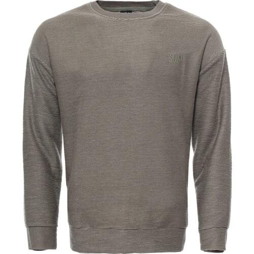 Horizontal Striped Khaki Mens Sweatshirt
