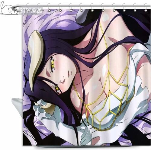 NYAA Overlord Ainz Ooal Gown And Sexy Albedo Shower Curtain Polyester Japan Anime Bath Curtain For Bathroom Shower With 12 Hooks