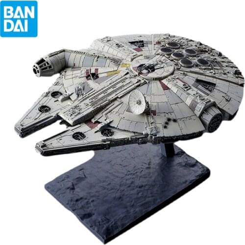 Bandai Star Wars Model Kit Assemble Figure 1/144 Millennium Falcon Spaceship New Action Dolls Gift Collectible Childrens Toys