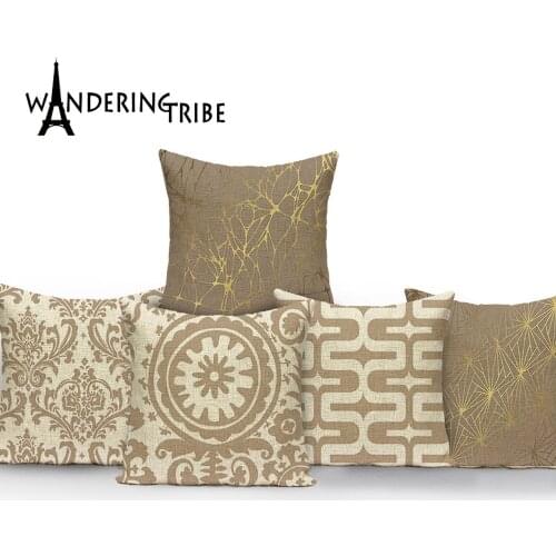 1Pcs Gray Geometric Pattern Decorative Cushions Covers Floral Mandala Line Throw Pillow Cases Car Decor Pillow Cover Funda Cojin