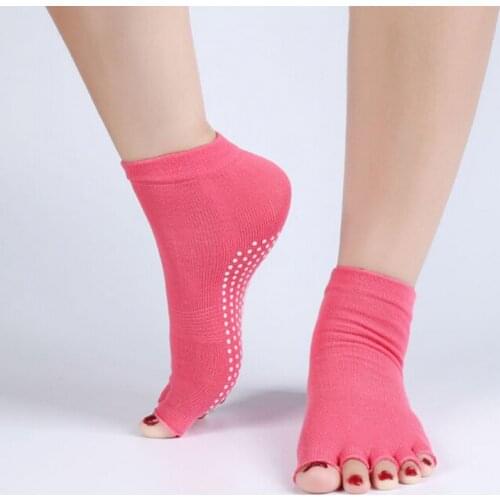 1Pair=2PCS Half Toe Yoga Socks Non-Slip Peep Toe Anti-Slip Pilates Ankle Grip Durable Open Half Five Fingers Cotton Yoga Socks