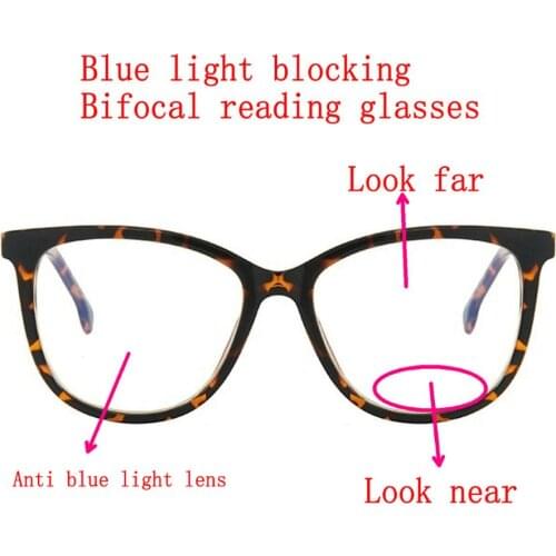 Fashion Women Bifocals Reading Glasses magnifier Men Look Near Far Presbyopia Anti-blue light multi-focus hyperopia presbyopia N