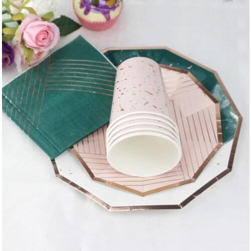 Disposable Geen Ink Paper Plate On Party Decor Supplies