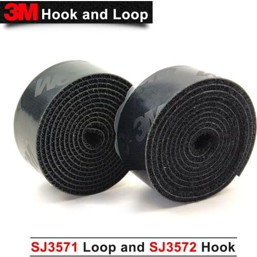 Loop and Hook 3M original Tape 1in*1m,black hook loop fastener tape SJ3571 loop and SJ3572 hook