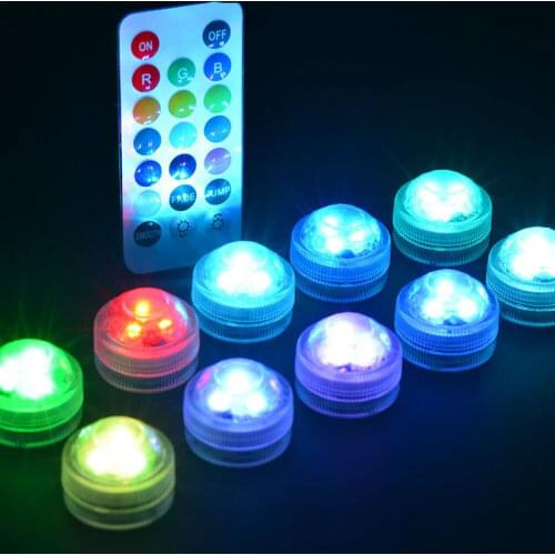 3smds remote controlled Submersible Led tealight candle Lamp Waterproof Wedding/Xmas/Valentine table Vase Decoration-Multicolor