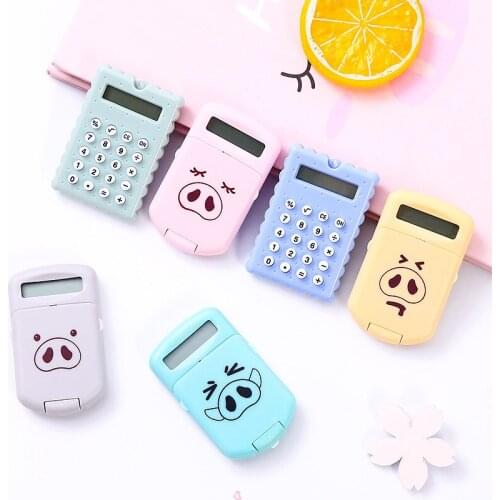 Portable Cartoon Calculator Pocket Size 8 Digits Display Mini Ultra-thin Button Battery Cute Calculator Creative School Student