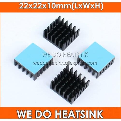 WE DO HEATSINK 22x22x10mm Radiator Heat Sink Cooler With Tape Black Anodized For CPU and Metal Ceramic BGA Packages and PC